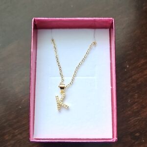Gold Initial 'K' Pendant Necklace